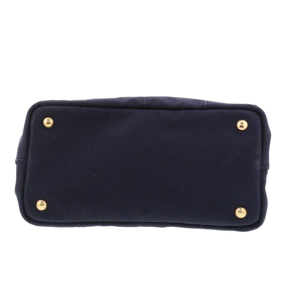 PRADA Canapa Handbag Navy Blue Tote - Picture 5 of 6